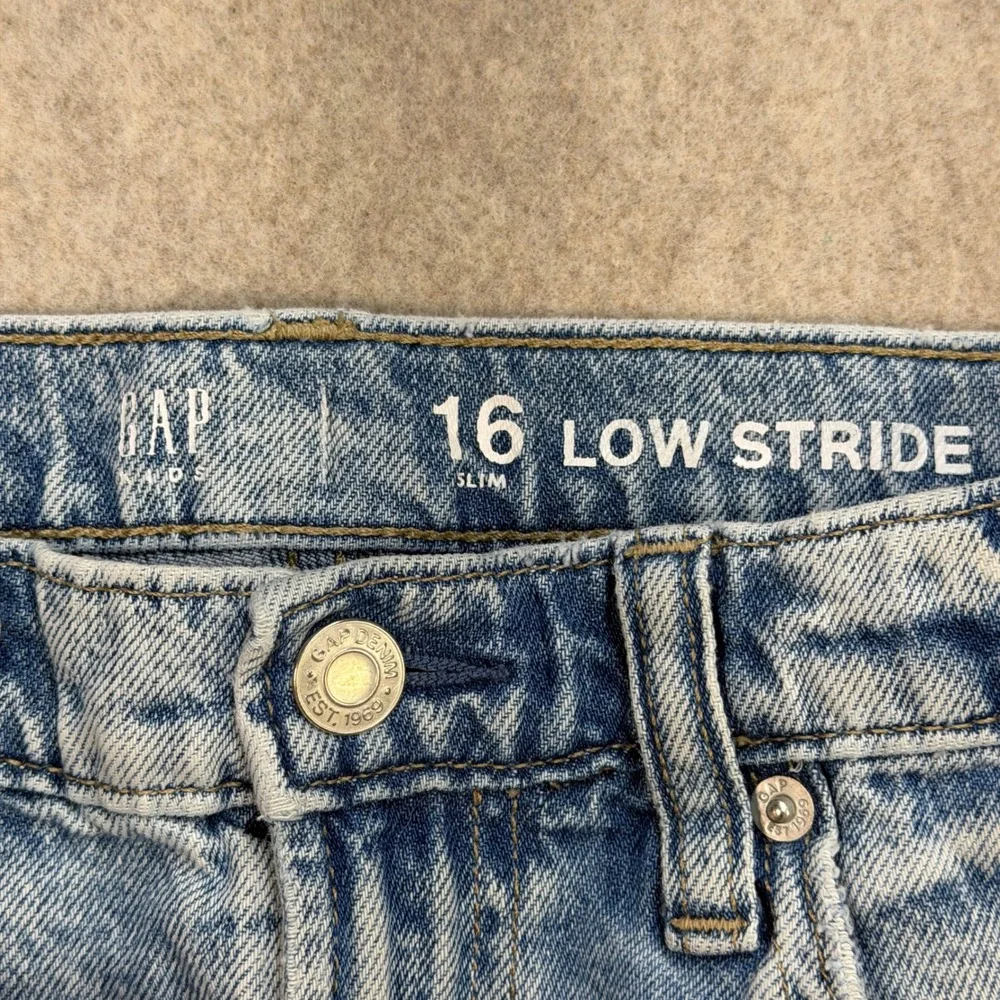 Gap Jeans Girls 16 Slim Low Stride Blue Baggy Distressed Y2K Skater Streetwear